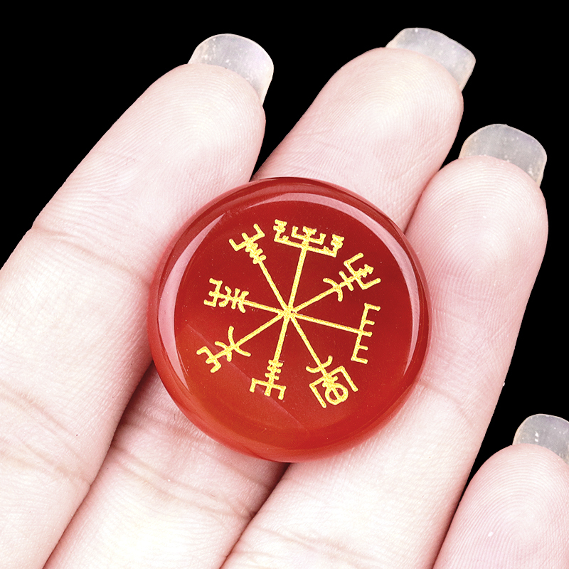 Gemstone 25MM Circular Disc Ornament Handmade Craved Pattern-AIM For Home Decor