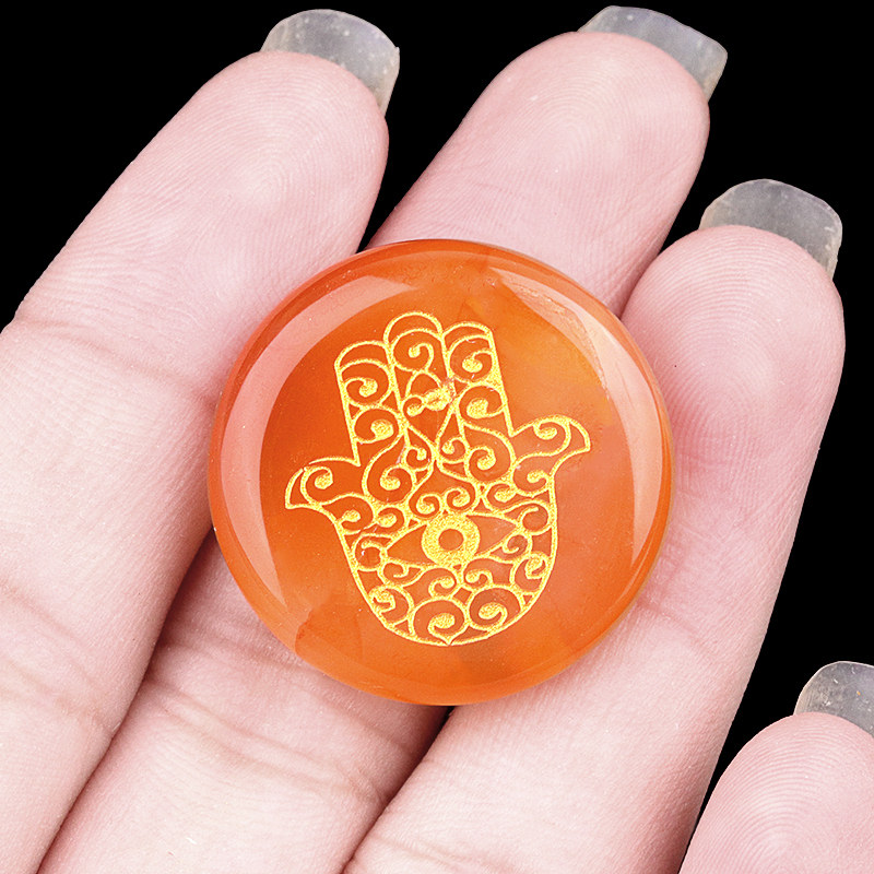 25MM Circular Disc Gemstone Ornament Handmade Craved Pattern-Hand For Home Decor