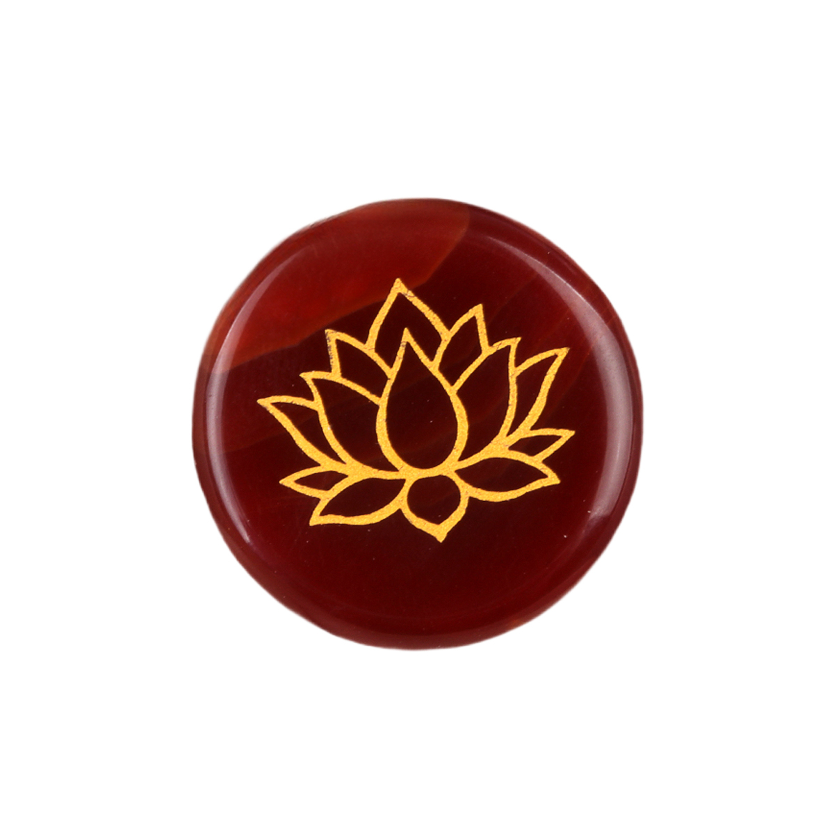 25MM Circular Disc Gemstone Ornament Handmade Craved Pattern-Lotus For Home Decor