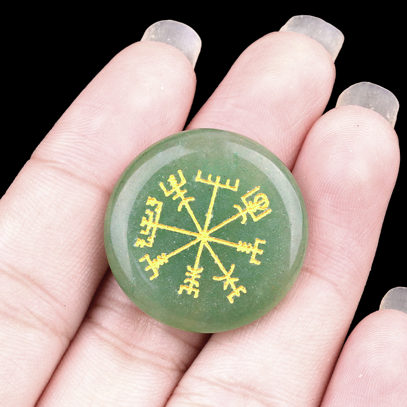 Gemstone 25MM Circular Disc Ornament Handmade Craved Pattern-AIM For Home Decor