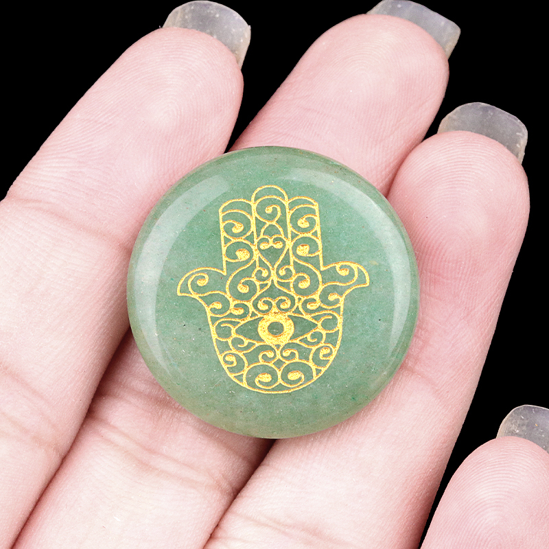 25MM Circular Disc Gemstone Ornament Handmade Craved Pattern-Hand For Home Decor