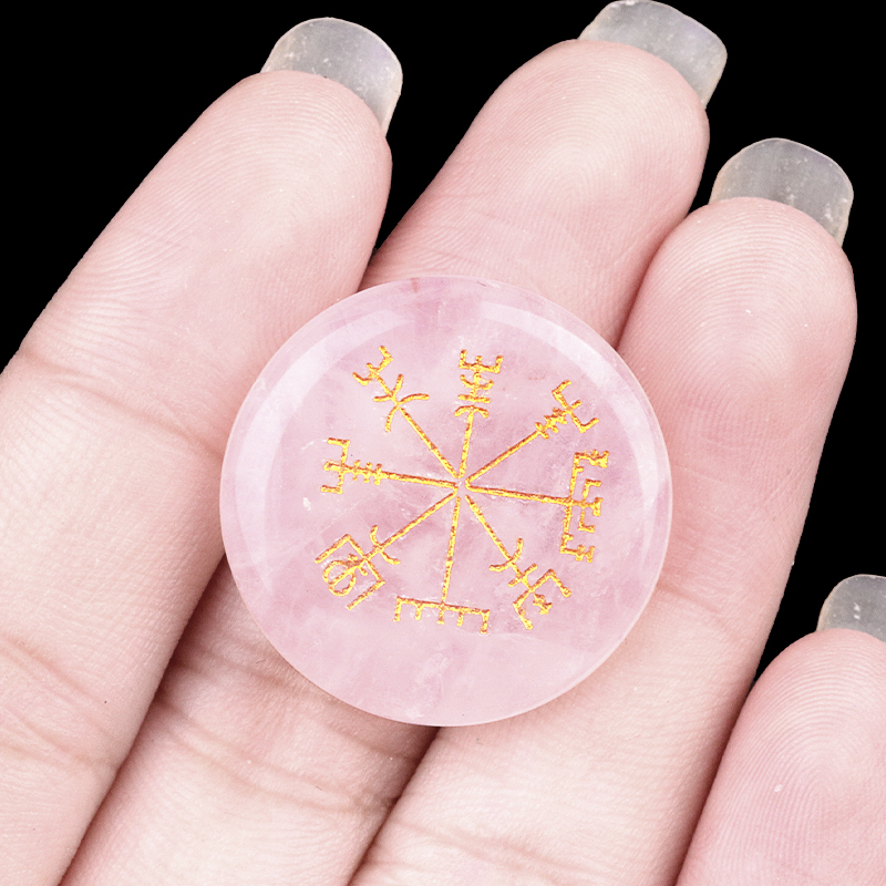 Gemstone 25MM Circular Disc Ornament Handmade Craved Pattern-AIM For Home Decor