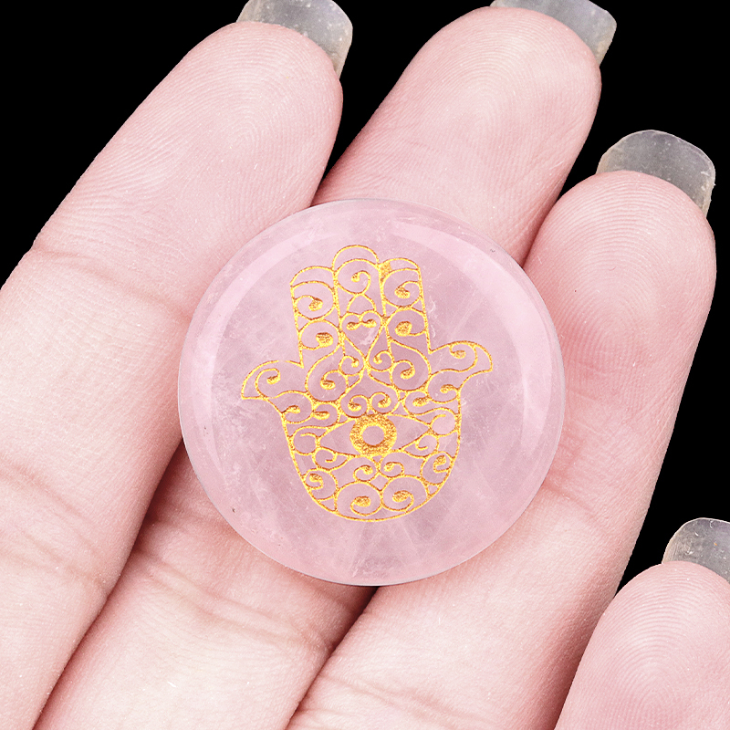 25MM Circular Disc Gemstone Ornament Handmade Craved Pattern-Hand For Home Decor