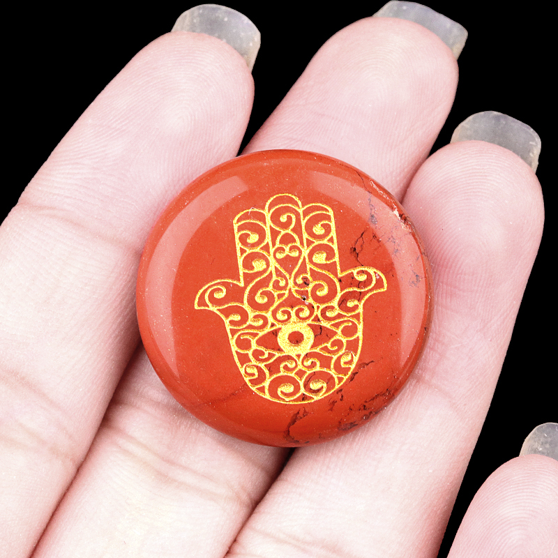 25MM Circular Disc Gemstone Ornament Handmade Craved Pattern-Hand For Home Decor
