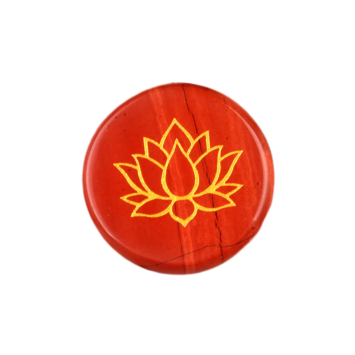 25MM Circular Disc Gemstone Ornament Handmade Craved Pattern-Lotus For Home Decor