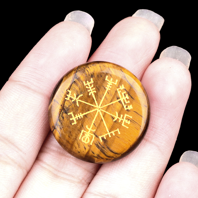 Gemstone 25MM Circular Disc Ornament Handmade Craved Pattern-AIM For Home Decor