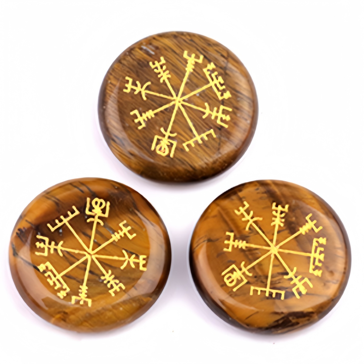 Gemstone 25MM Circular Disc Ornament Handmade Craved Pattern-AIM For Home Decor