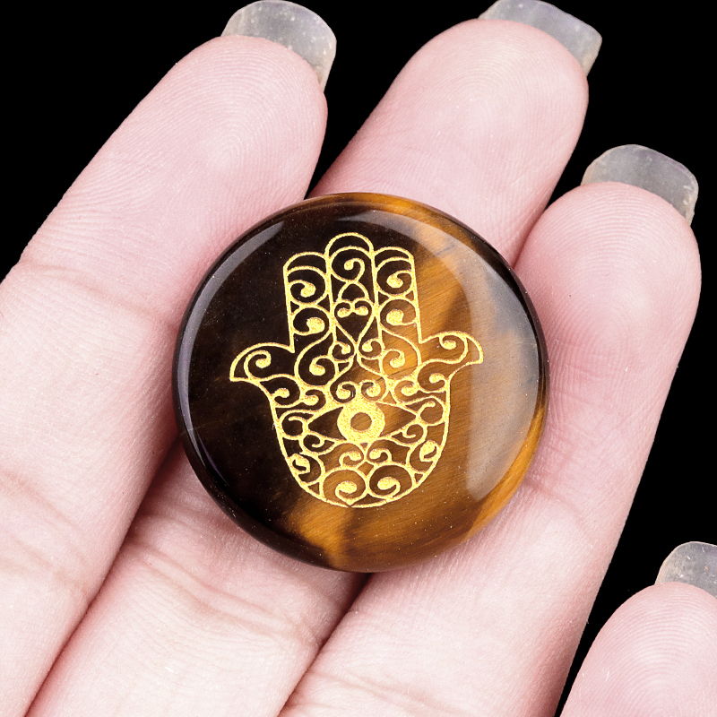 25MM Circular Disc Gemstone Ornament Handmade Craved Pattern-Hand For Home Decor