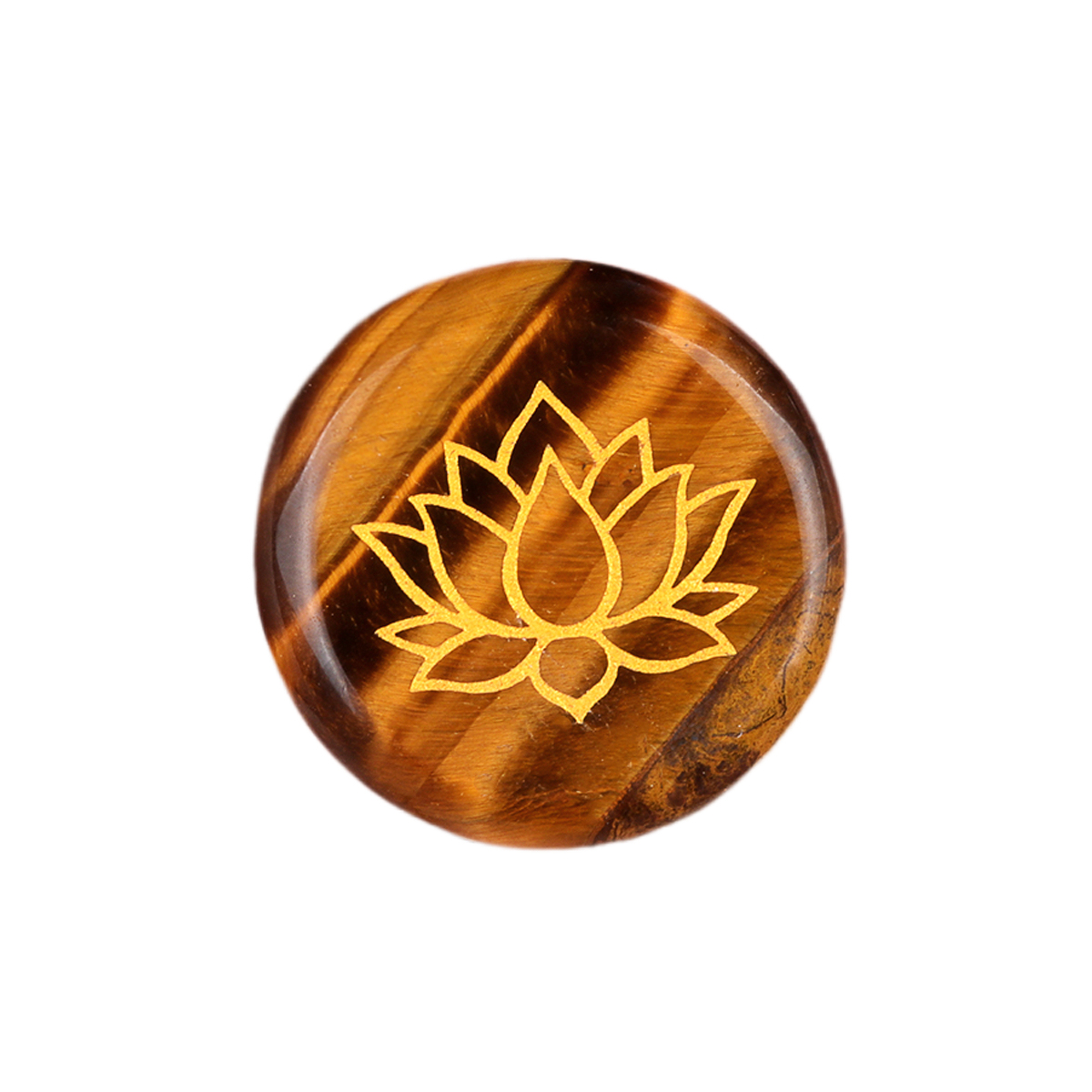 25MM Circular Disc Gemstone Ornament Handmade Craved Pattern-Lotus For Home Decor