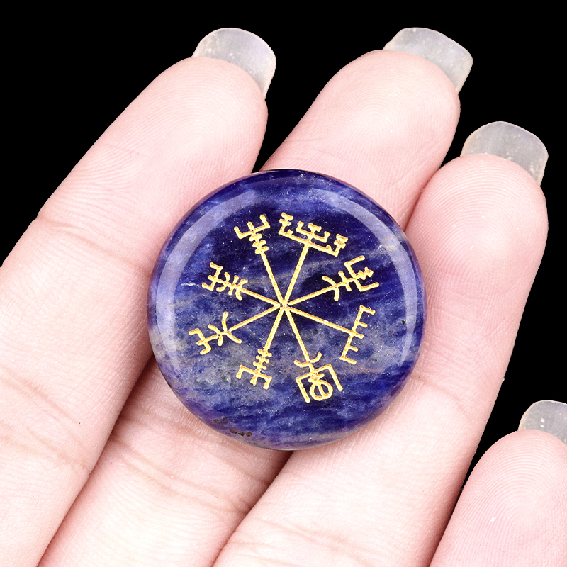 Gemstone 25MM Circular Disc Ornament Handmade Craved Pattern-AIM For Home Decor