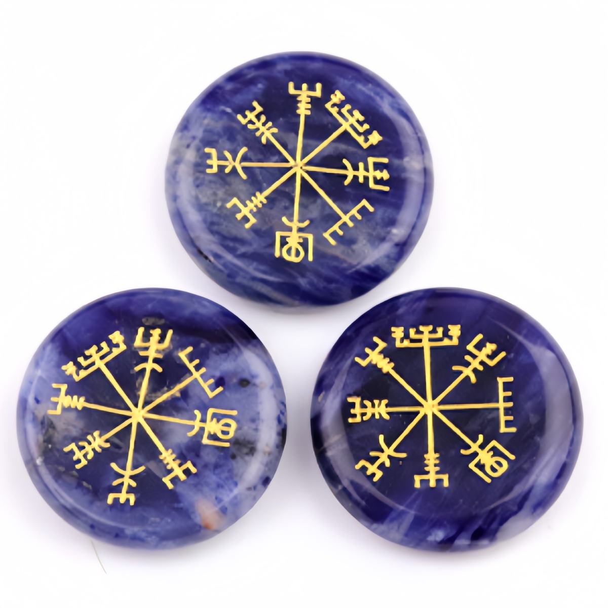 Gemstone 25MM Circular Disc Ornament Handmade Craved Pattern-AIM For Home Decor