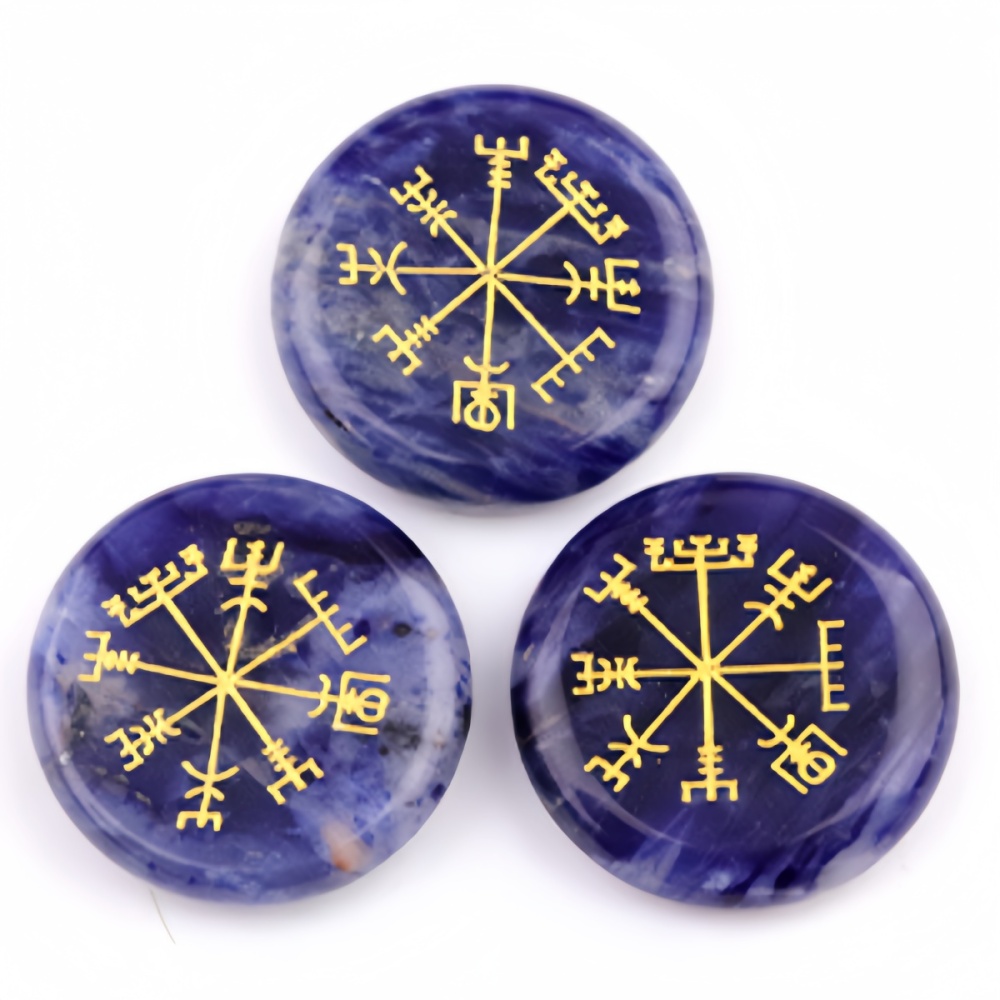Gemstone 25MM Circular Disc Ornament Handmade Craved Pattern-AIM For Home Decor