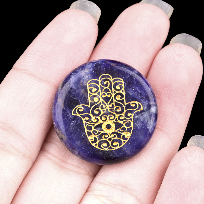 25MM Circular Disc Gemstone Ornament Handmade Craved Pattern-Hand For Home Decor