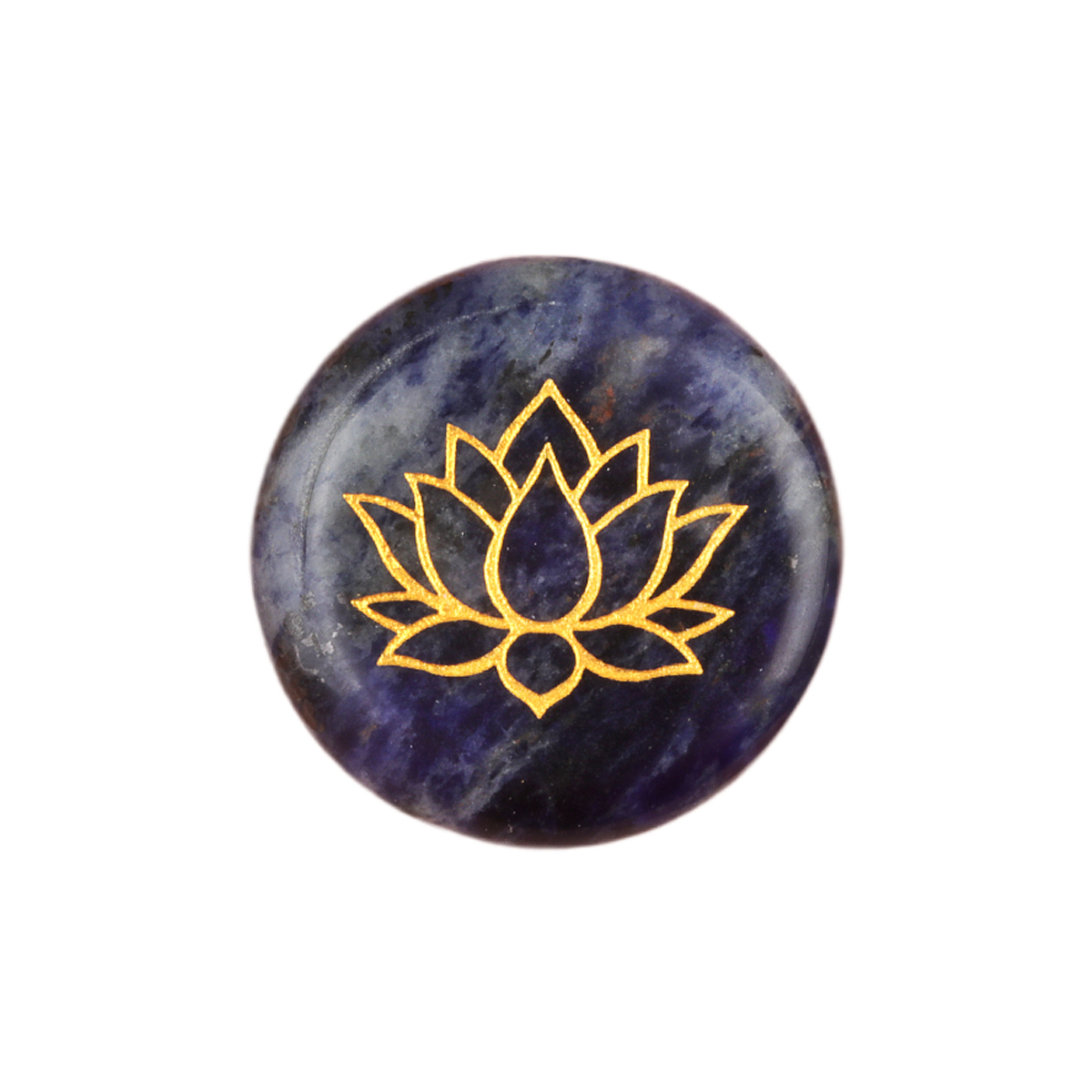 25MM Circular Disc Gemstone Ornament Handmade Craved Pattern-Lotus For Home Decor