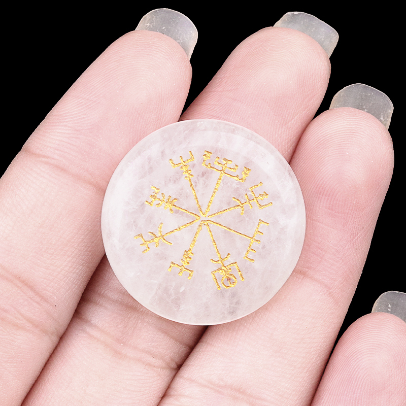 Gemstone 25MM Circular Disc Ornament Handmade Craved Pattern-AIM For Home Decor