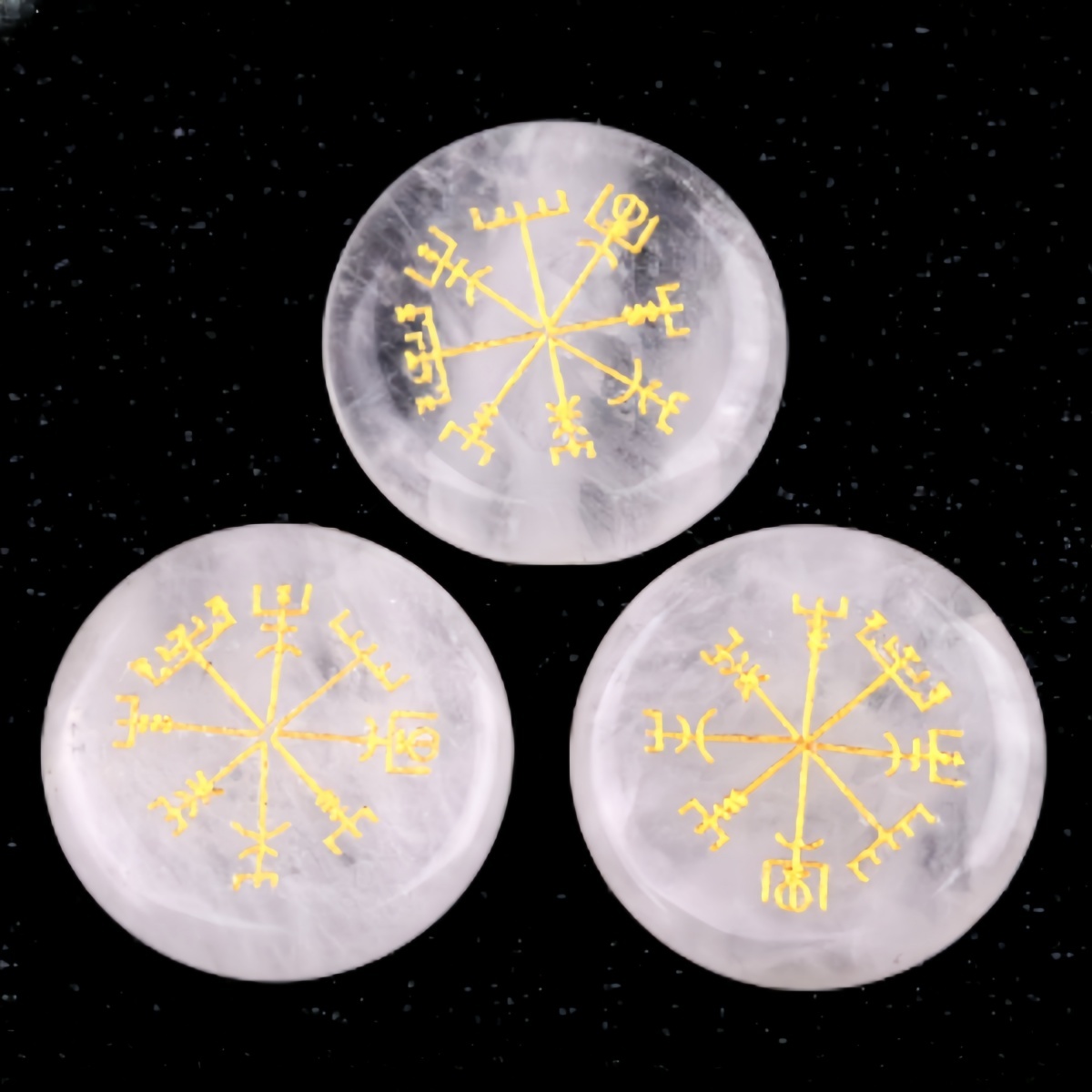 Gemstone 25MM Circular Disc Ornament Handmade Craved Pattern-AIM For Home Decor