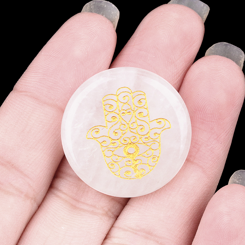 25MM Circular Disc Gemstone Ornament Handmade Craved Pattern-Hand For Home Decor