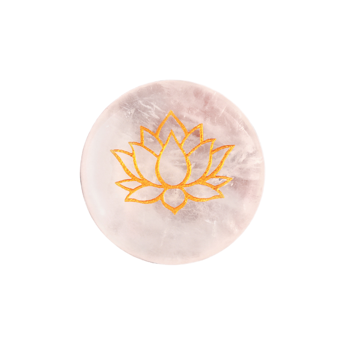 25MM Circular Disc Gemstone Ornament Handmade Craved Pattern-Lotus For Home Decor