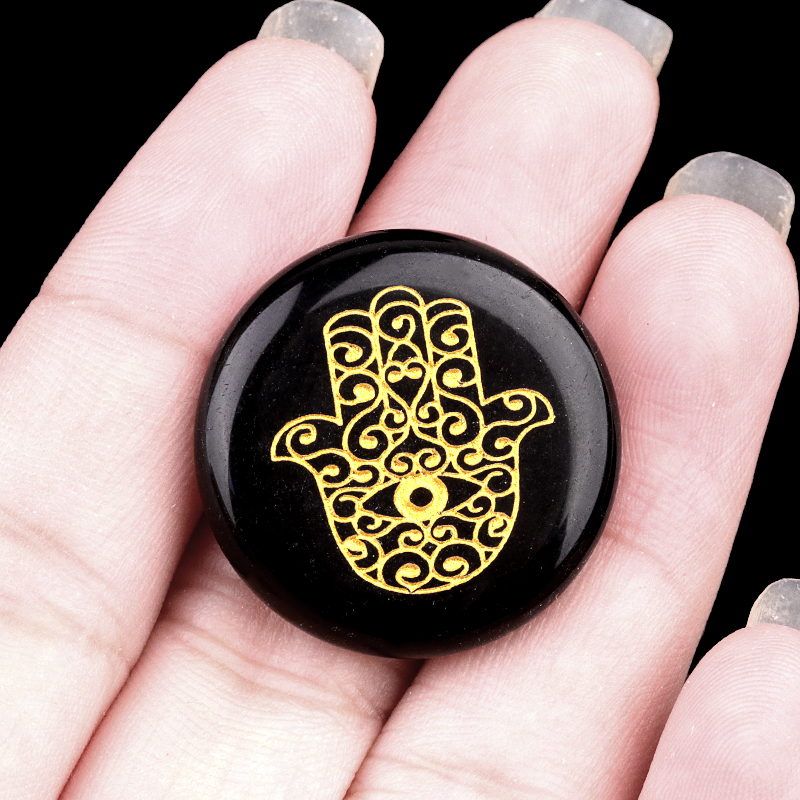 25MM Circular Disc Gemstone Ornament Handmade Craved Pattern-Hand For Home Decor