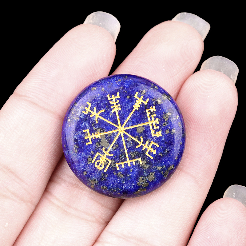 Gemstone 25MM Circular Disc Ornament Handmade Craved Pattern-AIM For Home Decor