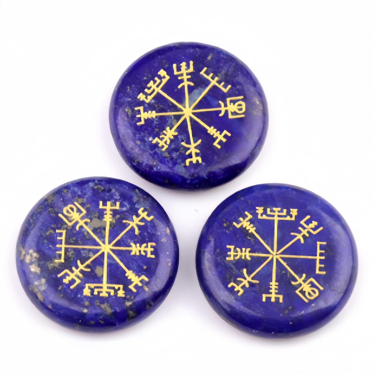 Gemstone 25MM Circular Disc Ornament Handmade Craved Pattern-AIM For Home Decor