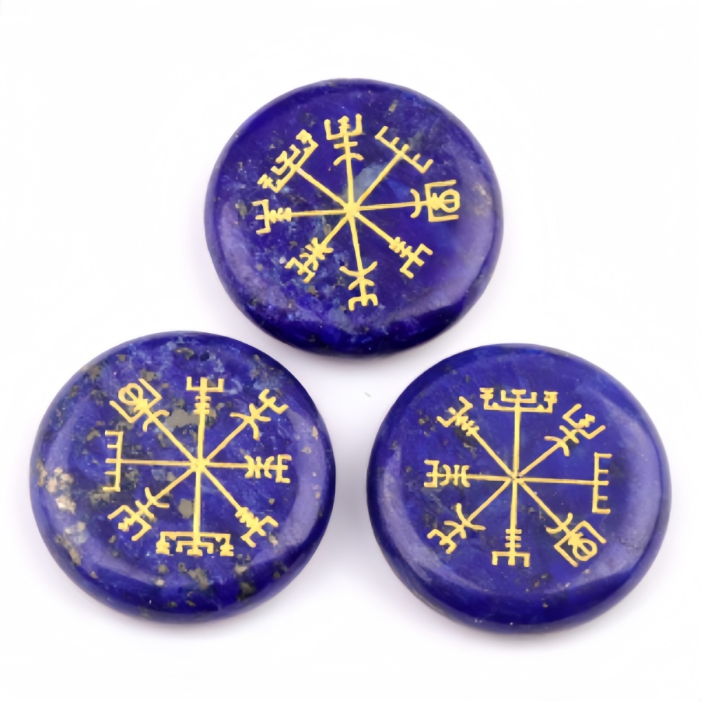 Gemstone 25MM Circular Disc Ornament Handmade Craved Pattern-AIM For Home Decor