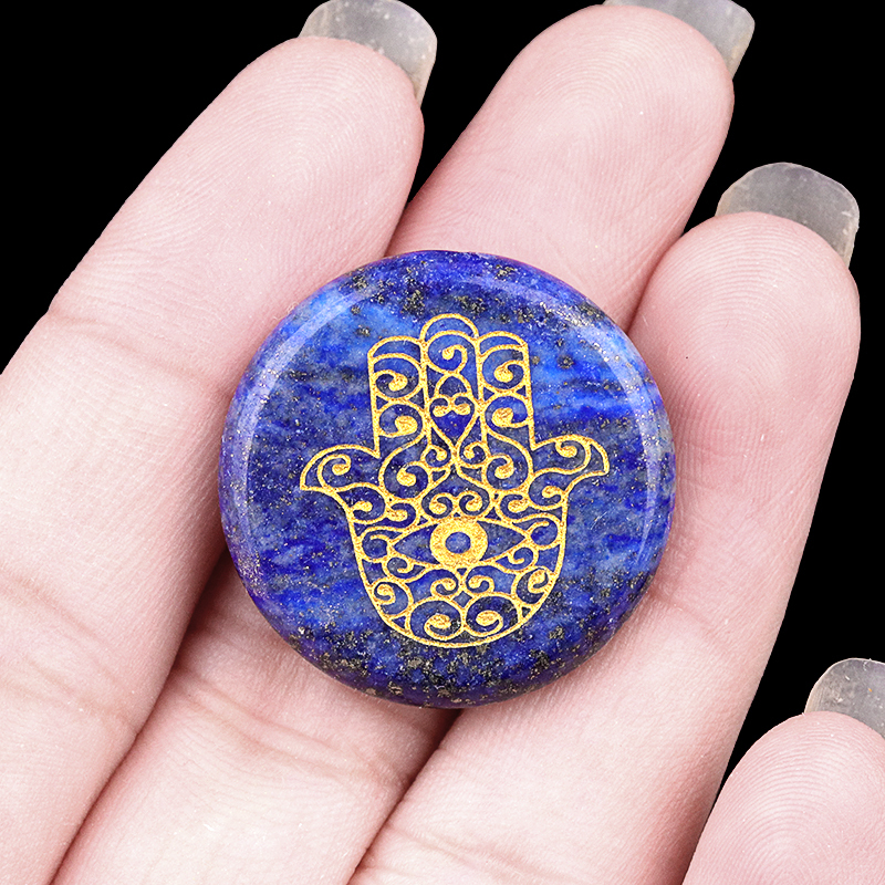 25MM Circular Disc Gemstone Ornament Handmade Craved Pattern-Hand For Home Decor