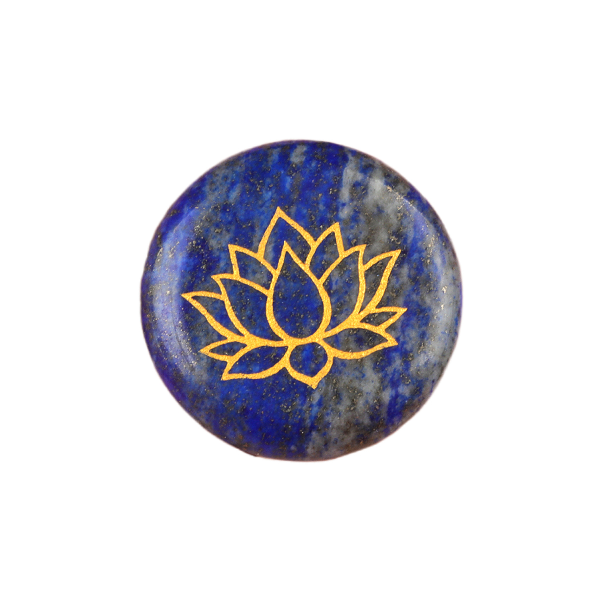 25MM Circular Disc Gemstone Ornament Handmade Craved Pattern-Lotus For Home Decor