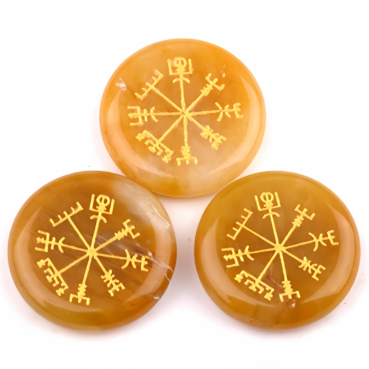 Gemstone 25MM Circular Disc Ornament Handmade Craved Pattern-AIM For Home Decor
