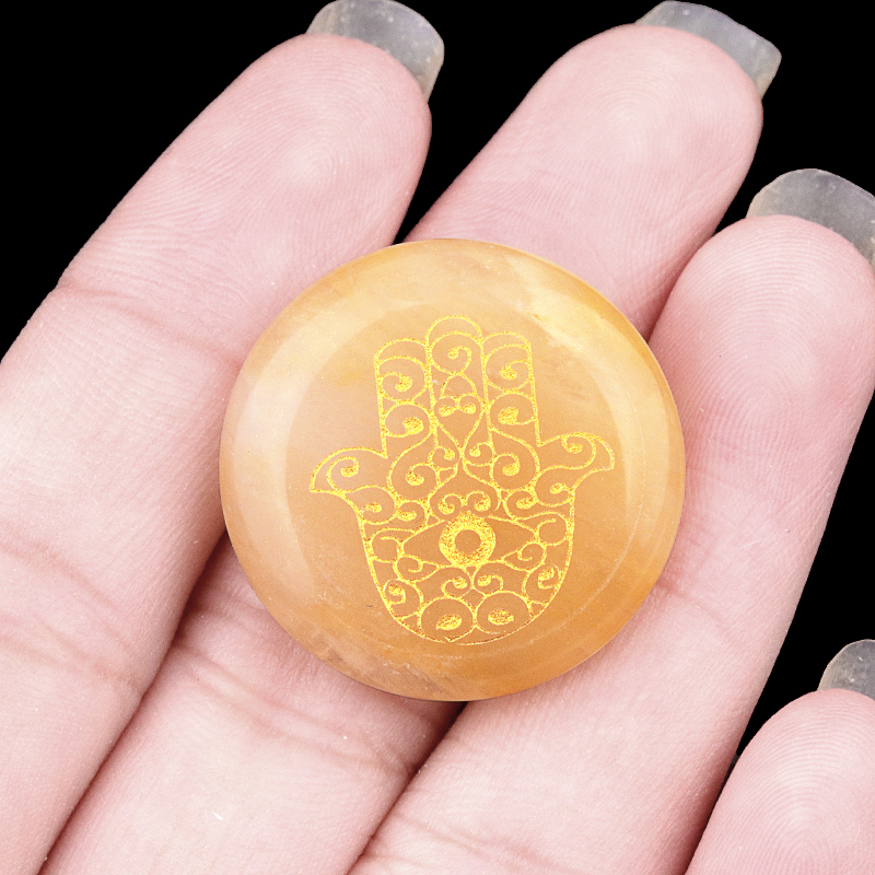 25MM Circular Disc Gemstone Ornament Handmade Craved Pattern-Hand For Home Decor