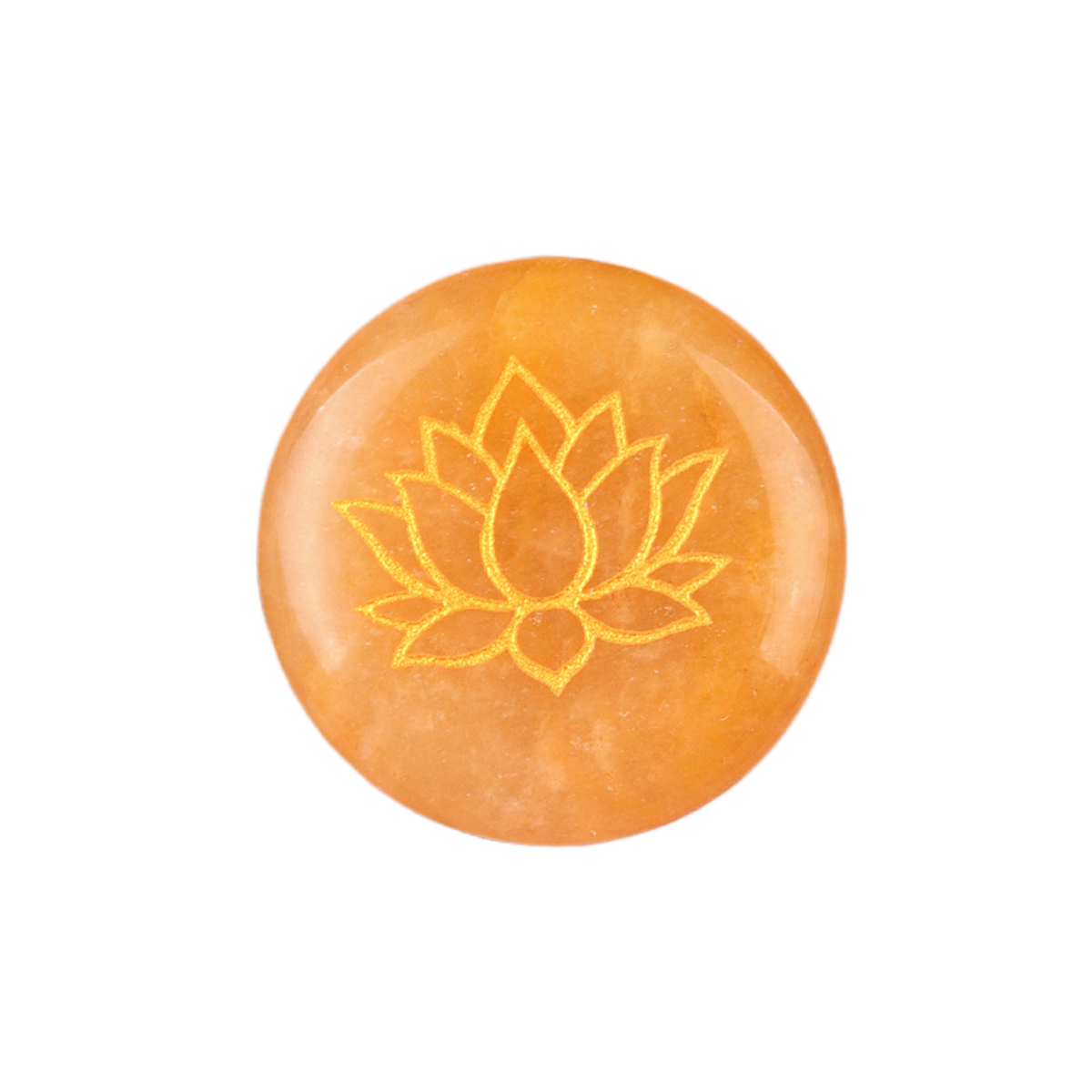 25MM Circular Disc Gemstone Ornament Handmade Craved Pattern-Lotus For Home Decor