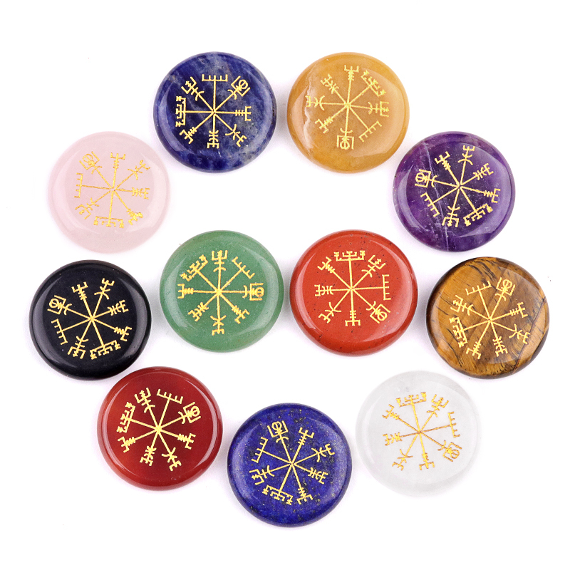 Gemstone 25MM Circular Disc Handmade Craved Pattern-AIM For Home Decor