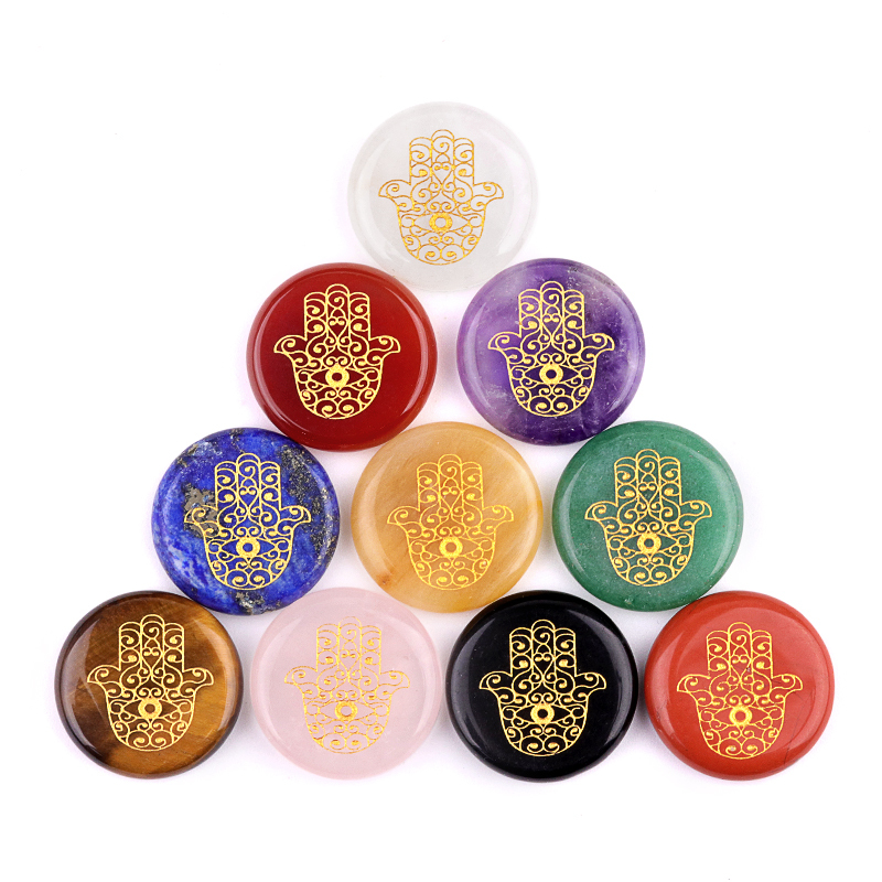25MM Circular Disc Gemstone Ornament Handmade Craved Pattern-Hand For Home Decor