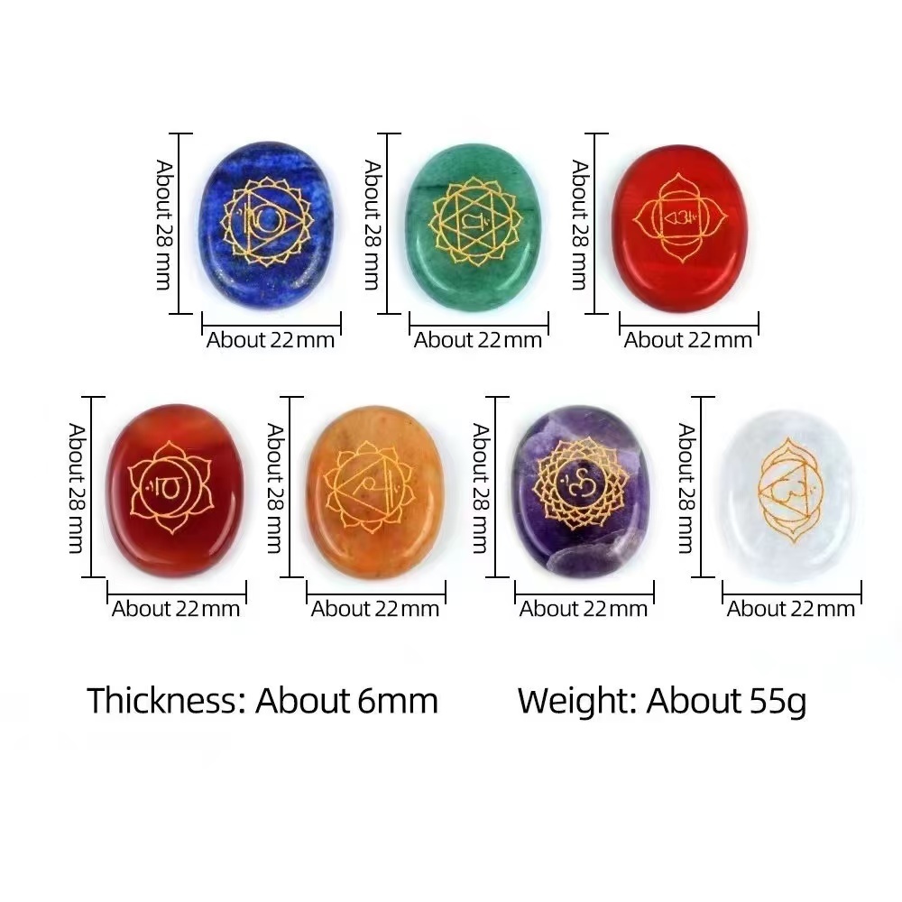7 Chakra Heart Disce（22MM） Stone Collection (7PCS in velvet Bags)