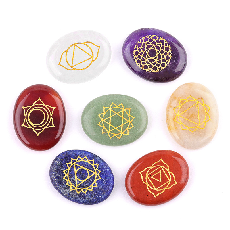 7 Chakra Heart Disce（22MM） Stone Collection (7PCS in velvet Bags)