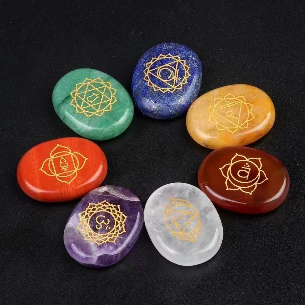 7 Chakra Heart Disce（22MM） Stone Collection (7PCS in velvet Bags)