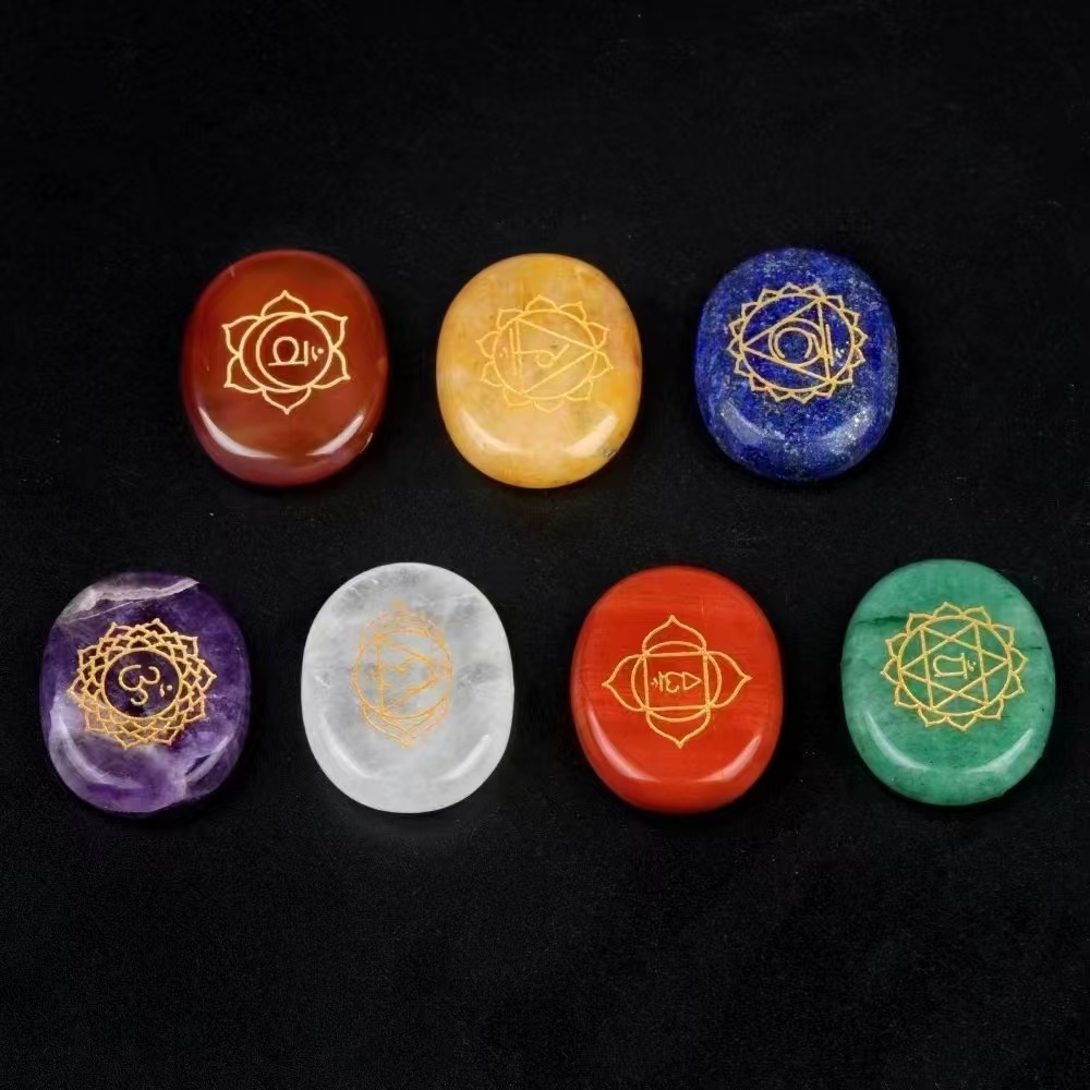 7 Chakra Heart Disce（22MM） Stone Collection (7PCS in velvet Bags)