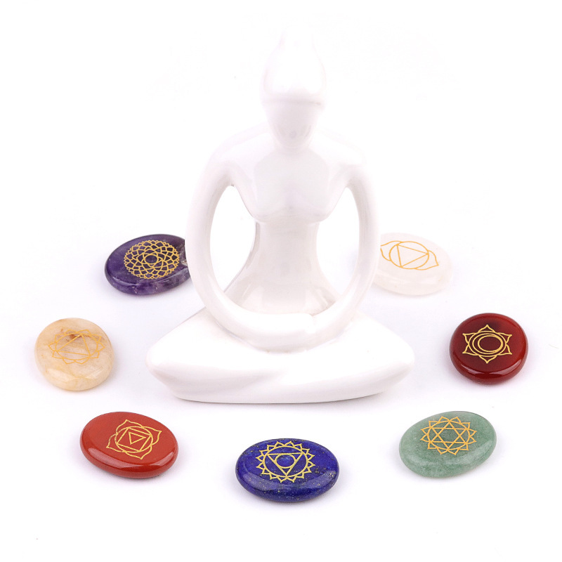 7 Chakra Heart Disce（22MM） Stone Collection (7PCS in velvet Bags)