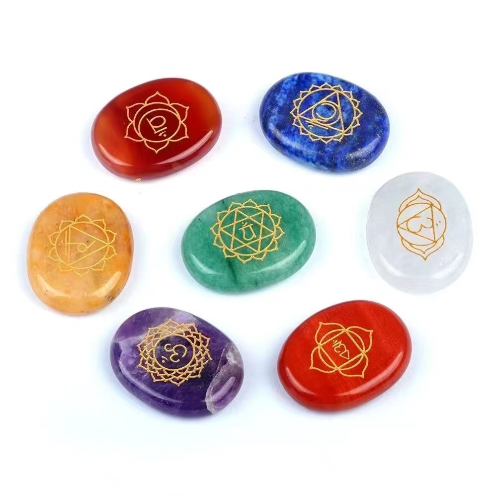 7 Chakra Heart Disce（22MM） Stone Collection (7PCS in velvet Bags)