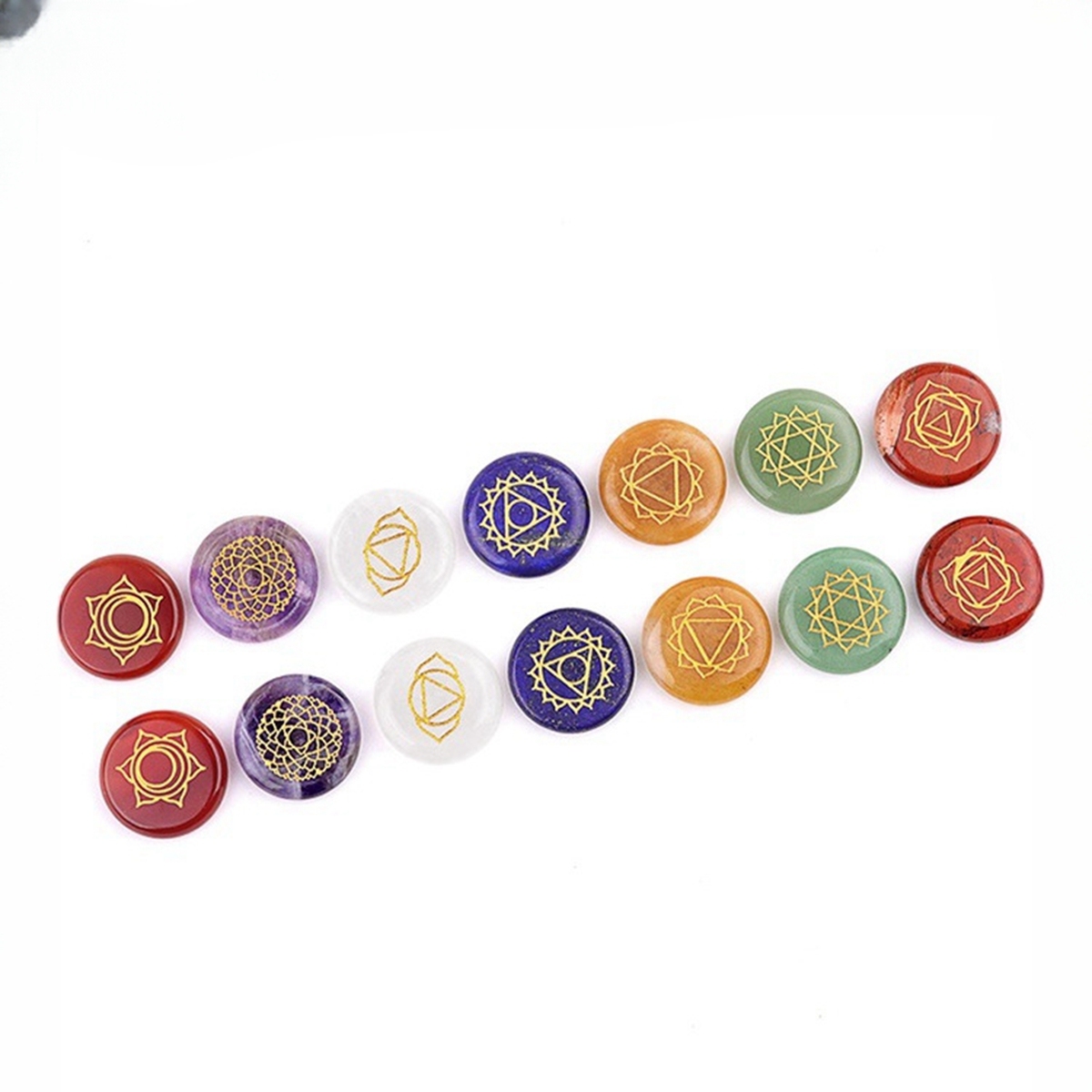 7 Chakra Heart Disce（22MM） Stone Collection (7PCS in velvet Bags)
