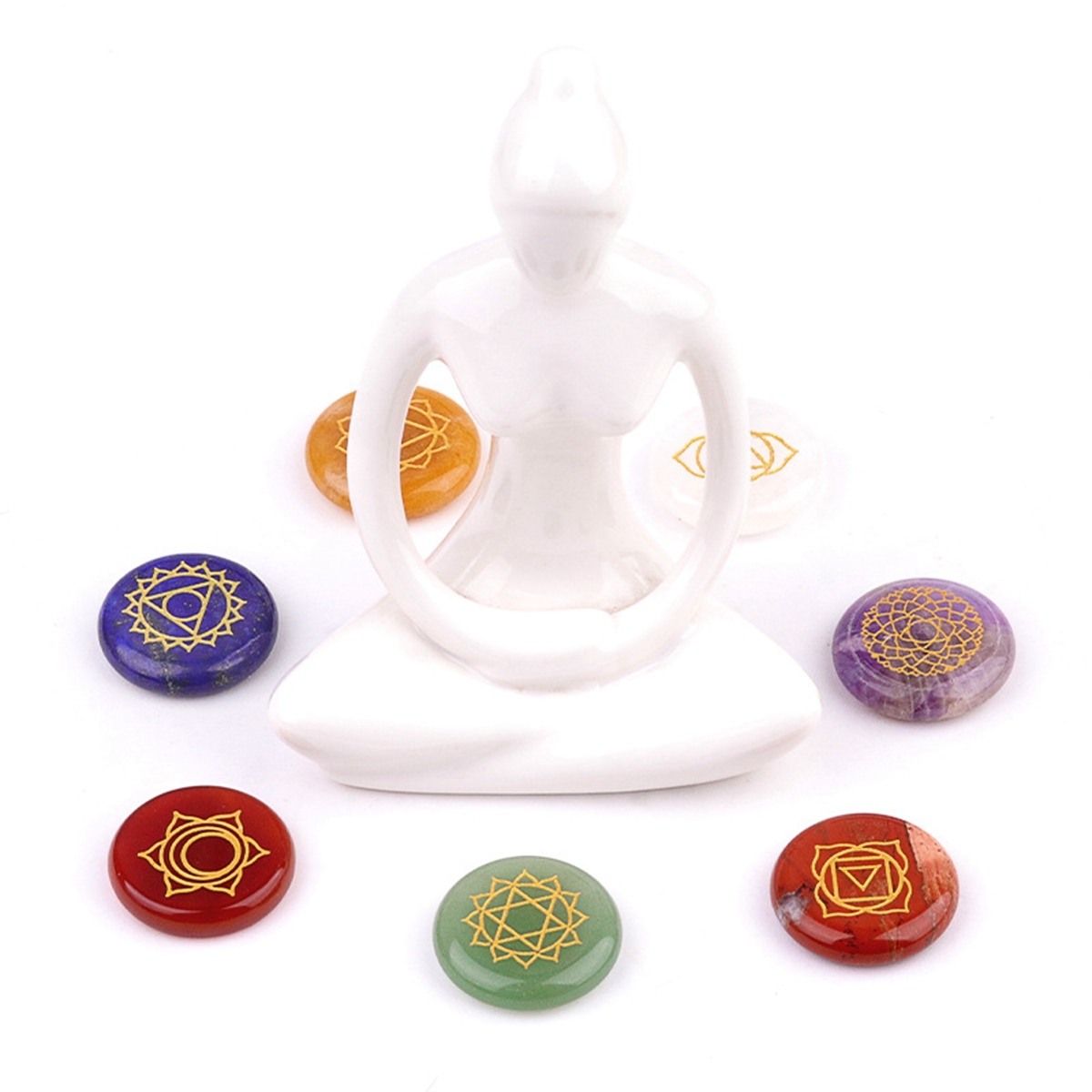 7 Chakra Heart Disce（22MM） Stone Collection (7PCS in velvet Bags)