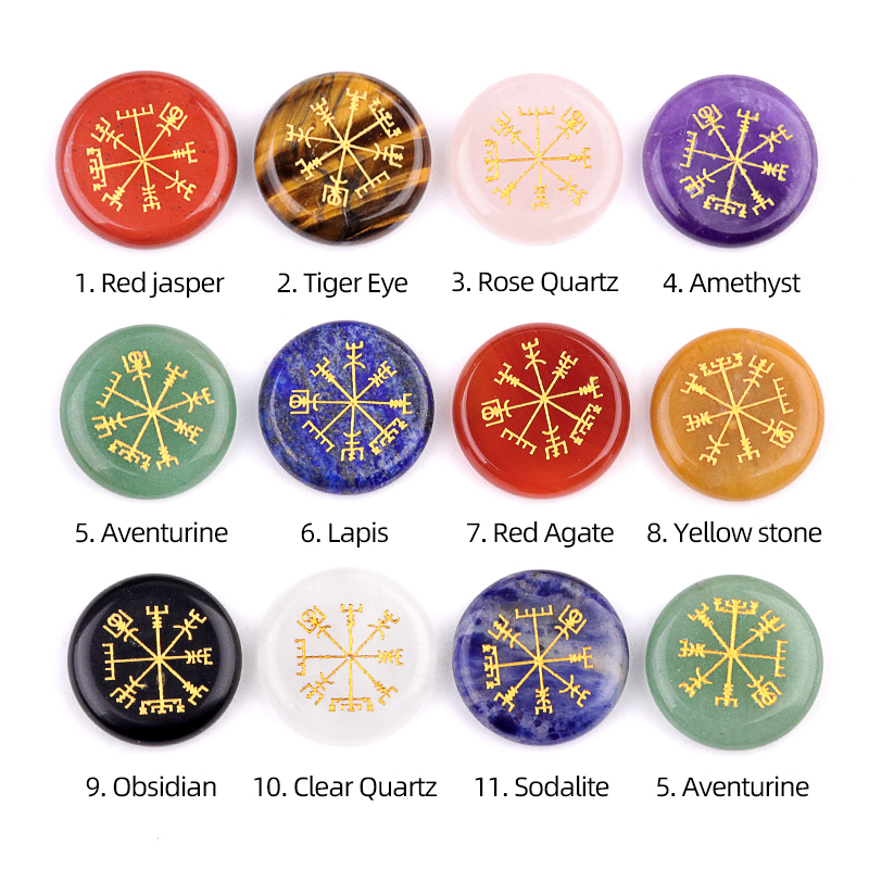 Gemstone 25MM Circular Disc Handmade Craved Pattern-AIM For Home Decor