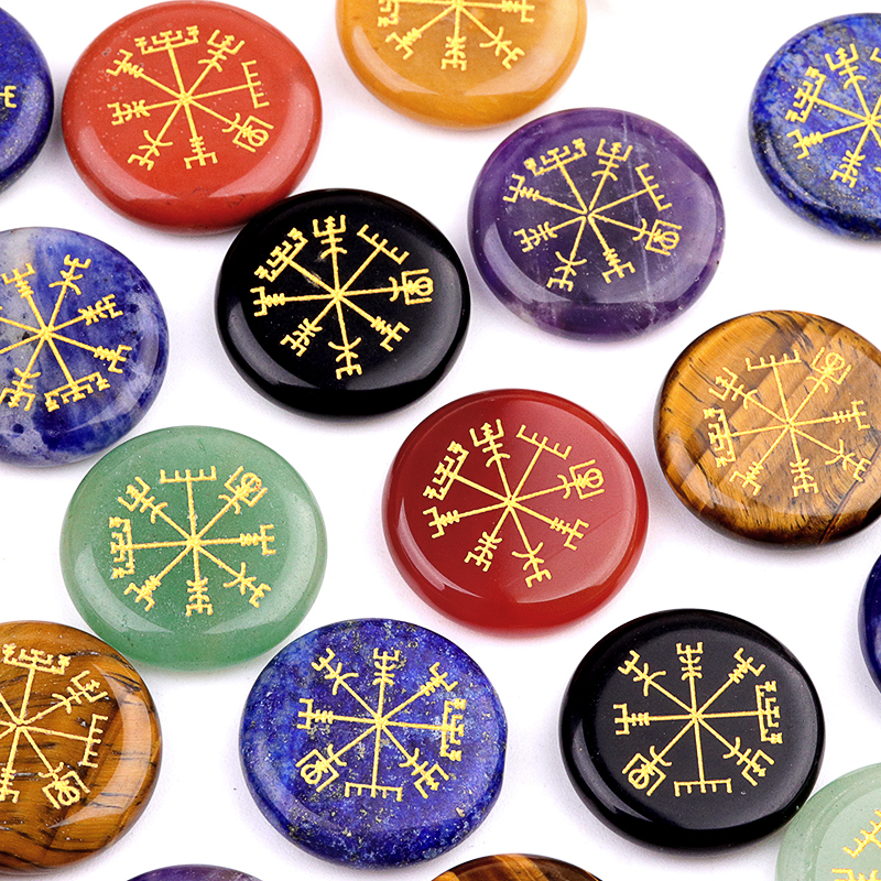 Gemstone 25MM Circular Disc Handmade Craved Pattern-AIM For Home Decor
