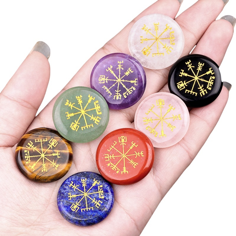 Gemstone 25MM Circular Disc Handmade Craved Pattern-AIM For Home Decor