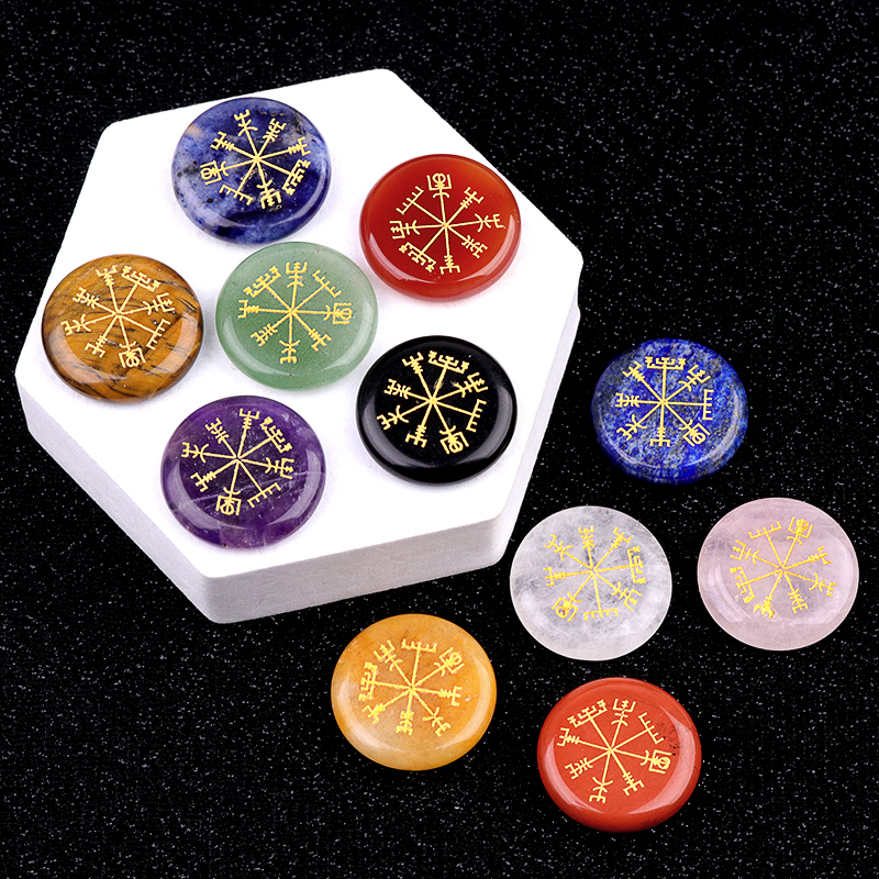 Gemstone 25MM Circular Disc Handmade Craved Pattern-AIM For Home Decor