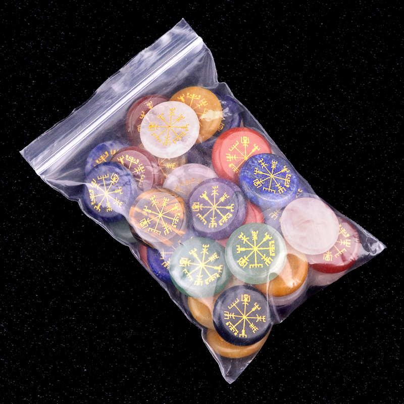 Gemstone 25MM Circular Disc Handmade Craved Pattern-AIM For Home Decor