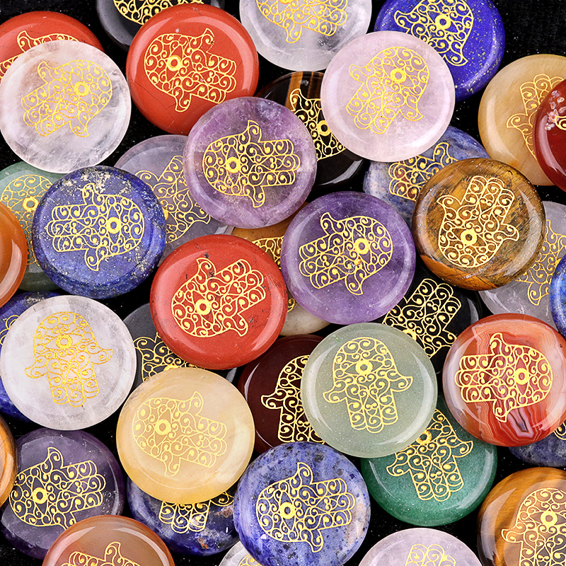 25MM Circular Disc Gemstone Ornament Handmade Craved Pattern-Hand For Home Decor