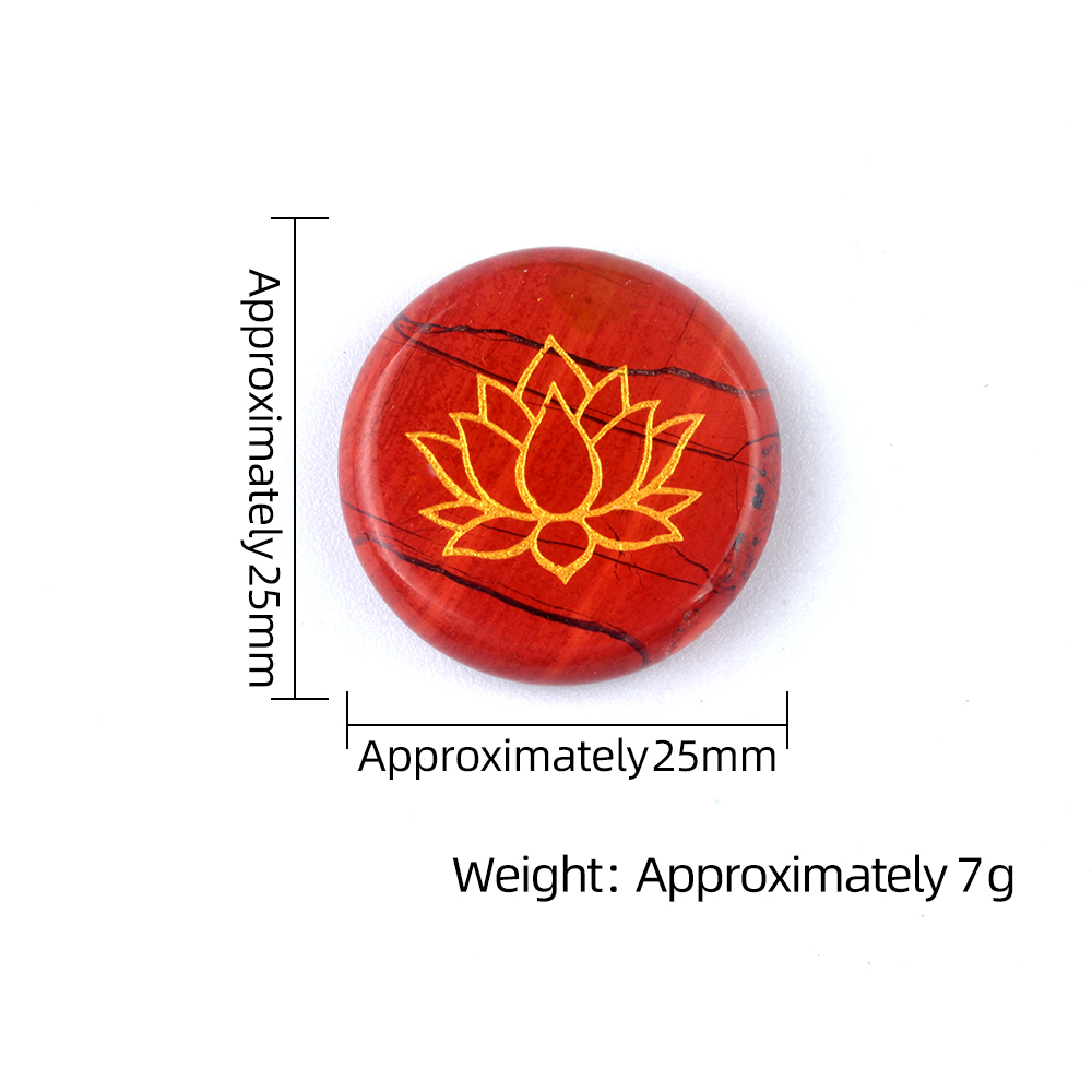 25MM Circular Disc Gemstone Ornament Handmade Craved Pattern-Lotus For Home Decor