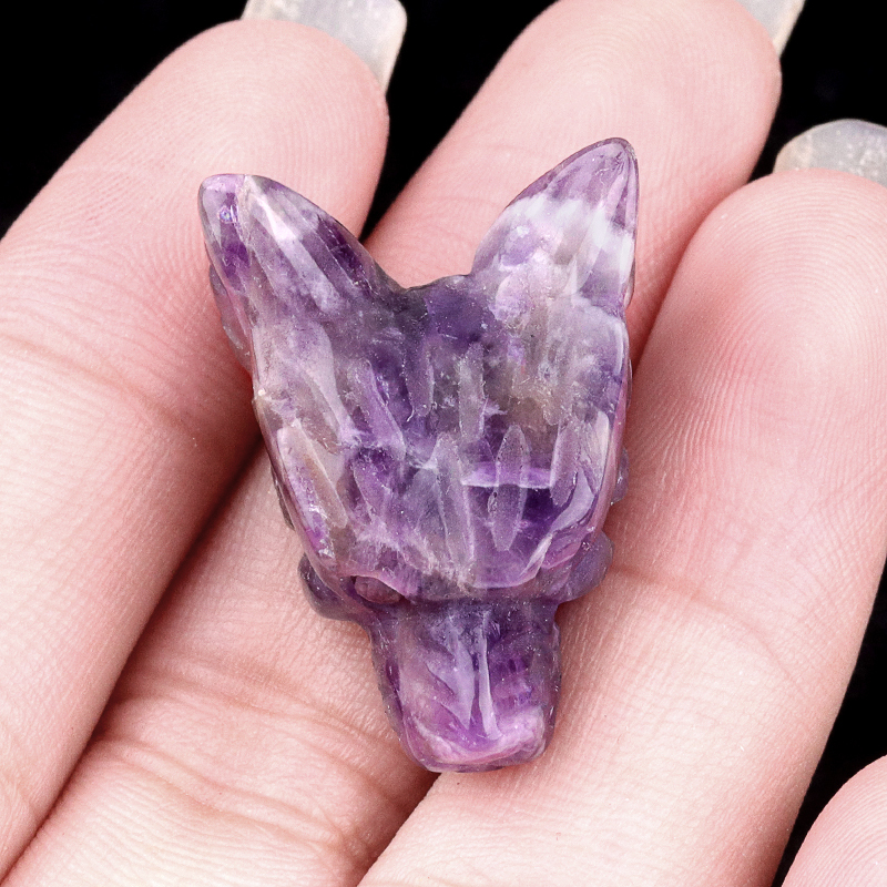 Handmade Craved 1.0Inch Gemstone Wolf Head Animal Ornamentfor Home & Office Decoration