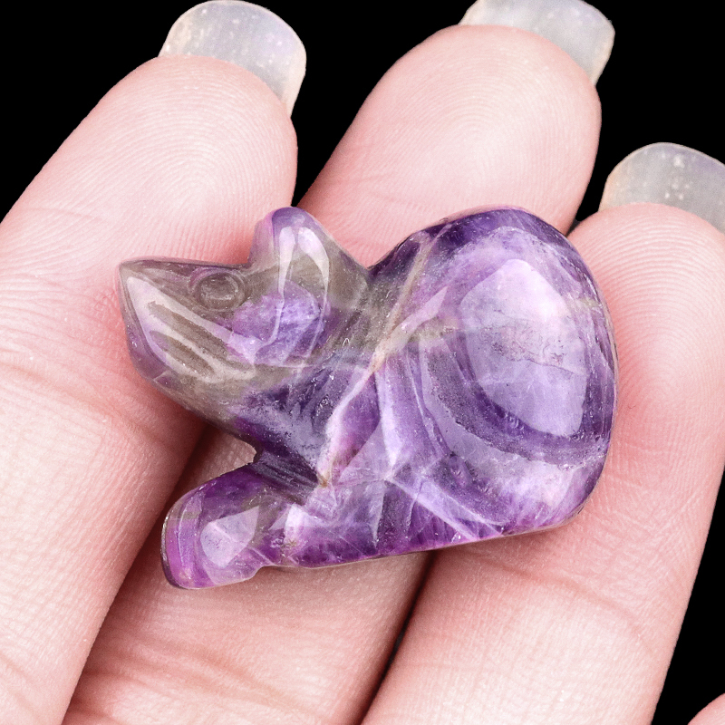 Handmade Craved 1.0Inch Gemstone Mouse Animal Ornament for Home & Office Decoration